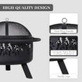 thumbnail image 5 of Fire Pits 30'' Outdoor Wood Burning Firepit Bowl with Grill PlateSpark Screen Cover Log Grate Fire Poker Steel Round Fireplace for Outside Camping Bonfire Beach Patio Backyard, Hollowed-Out Red Bird, 5 of 8