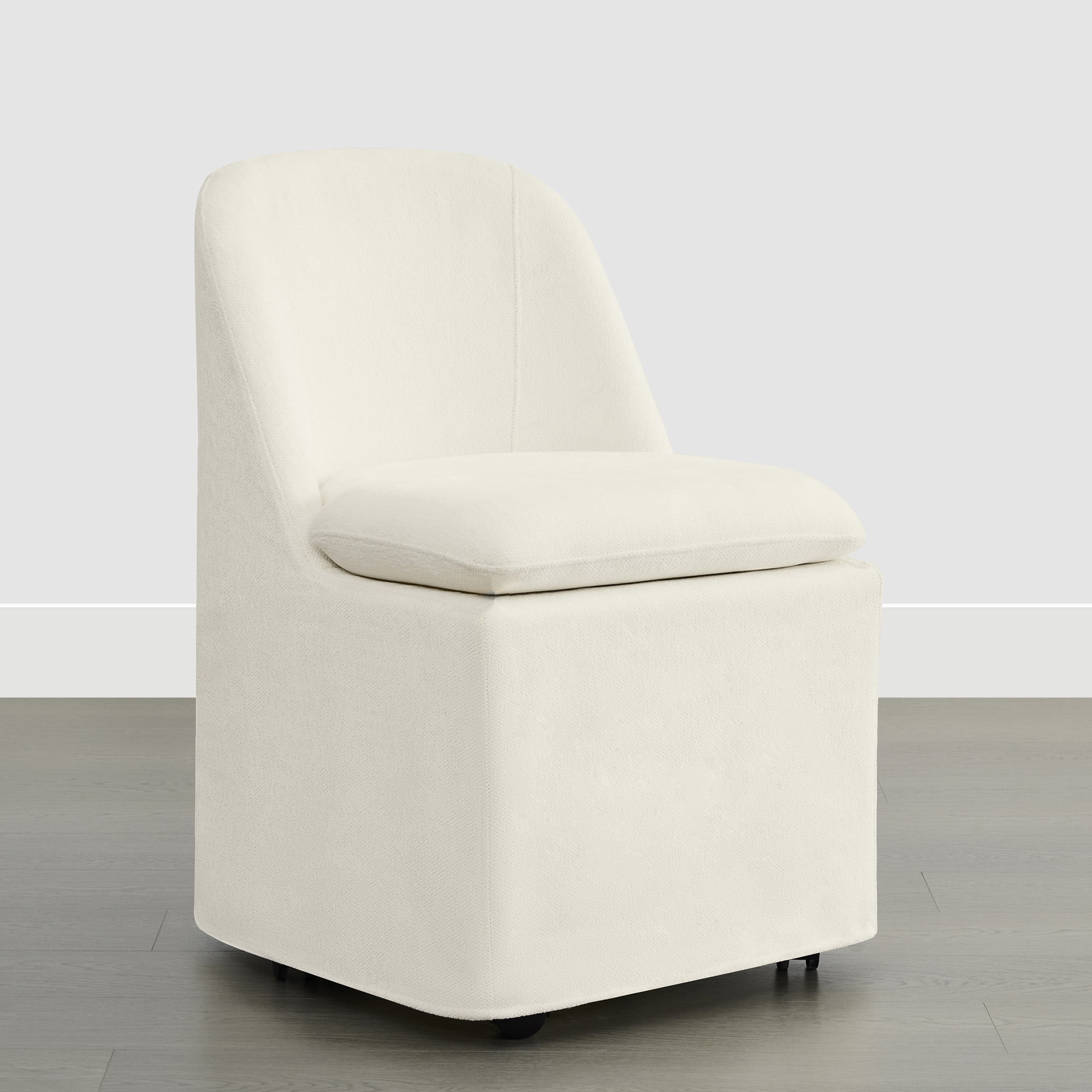 Spruce & Spring Slipcover Dining Chair with Upholstery and Hidden Casters Set of 2, Linen