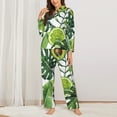 thumbnail image 3 of Disketp Pajamas Set Long Sleeve Sleepwear Womens Button Down Nightwear Pj Sets-Watercolor Green Tropical, 3 of 9