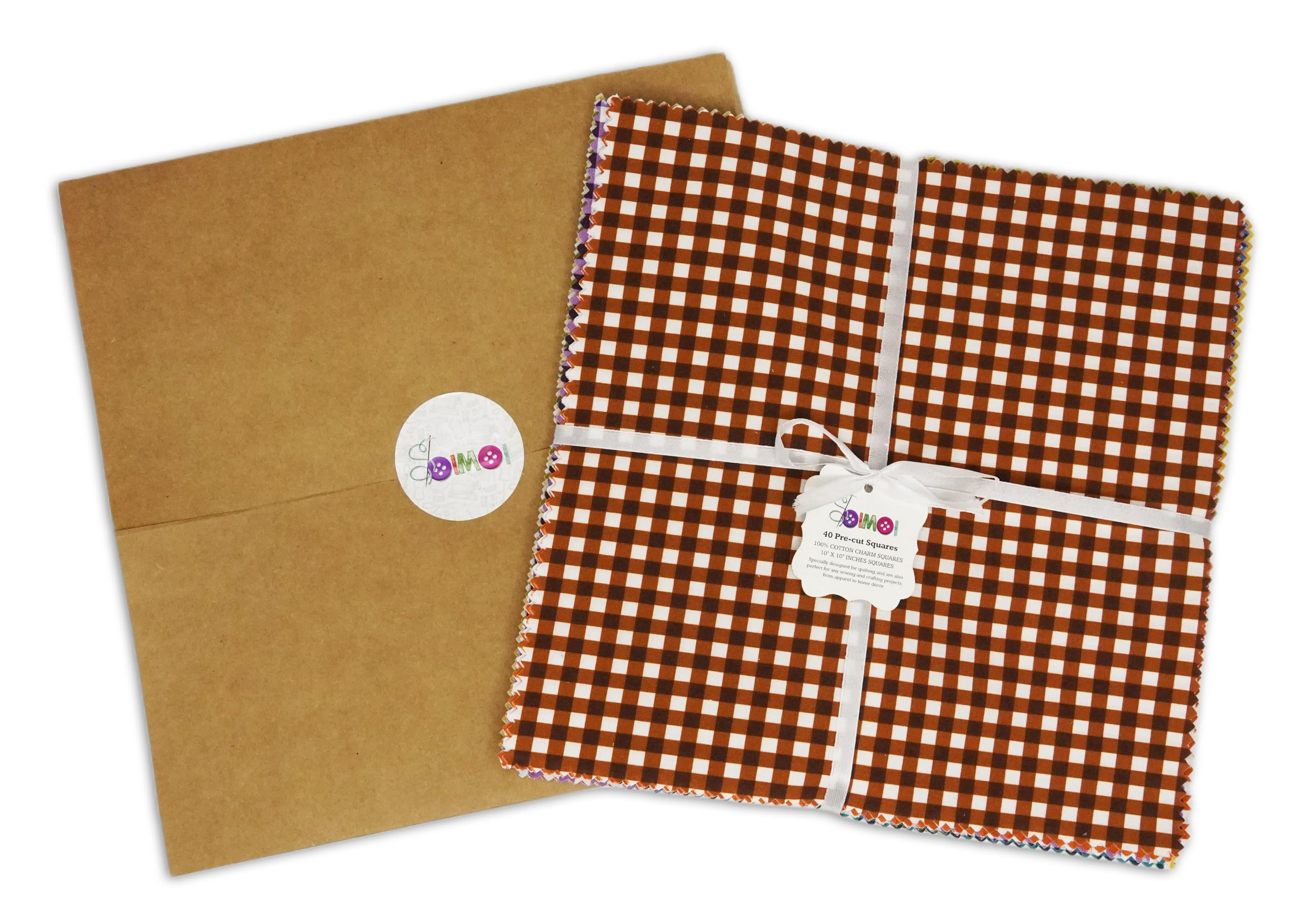 Soimoi Precut 10-inch Gingham Prints Cotton Fabric Bundle Quilting Squares Charm Pack DIY Patchwork Sewing Craft