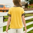 thumbnail image 6 of Abcomgle Tshirts for Kids Girls Crewneck Striped Colorblock Toddler T-Shirt Short Sleeve Tshirt Summer Dressy Cotton Preppy Tee Tops Girls 14-15 Years,Yellow, 6 of 8