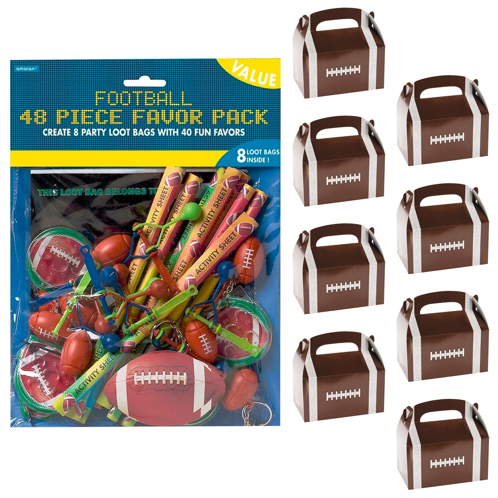 Football Party Filled Favor Box Kit (For 8 Guests)