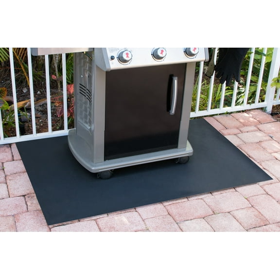 Earth Edge 36" x 60" Grill Mat Industrial Weather-Resistant Splatter Mat Black