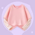 thumbnail image 3 of AHTJRT Girl's Fake Two Pieces Shirts Fall Spring Casual Long Sleeve Tshirts Fashion Streetwear Sports Crewneck Pullover Tops Pink 13-14 Years, 3 of 8