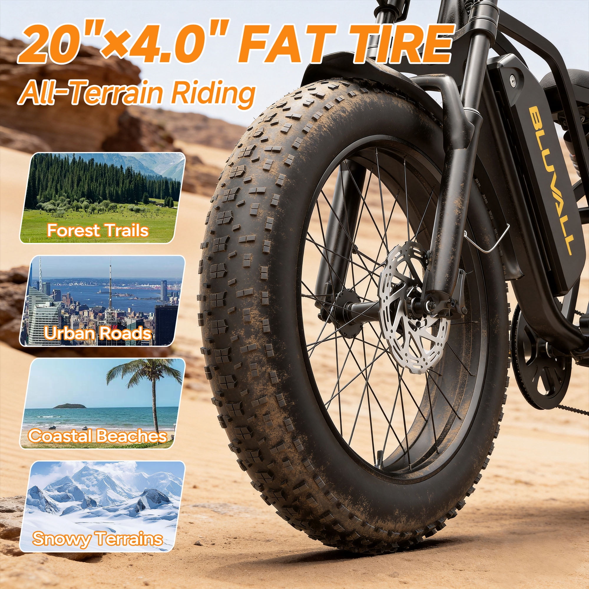 BLUVALL SU8 PRO Electric Bike for Adults, Peak 1500W 35MPH 52V 20Ah Mountain Bicycle, Full Suspension UL2849