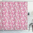 thumbnail image 1 of Ambesonne Cartoon Animal Shower Curtain, Doodle Kawaii, 69"Wx75"L, Pink Peach White, 1 of 3