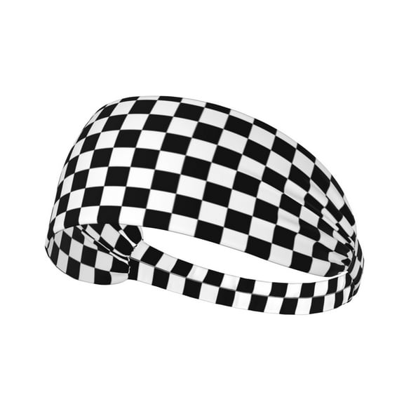 Black And White Checkered Sweatbands Non Slip Headbands For Fashion Workout Yoga Sports Elastic Bands Exercise