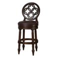 thumbnail image 2 of Upholstered 31in. Bar Stool with Back and Swivel- Distressed Walnut, 2 of 8