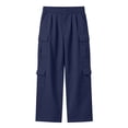 thumbnail image 6 of Falkdiz Boys Fashion Pants Winter Outdoor Pockets Straight Leg Solid Color Trendy Pantalones Trousers for Boys Relaxed fit, Navy, Size: 10-11Years, 6 of 9