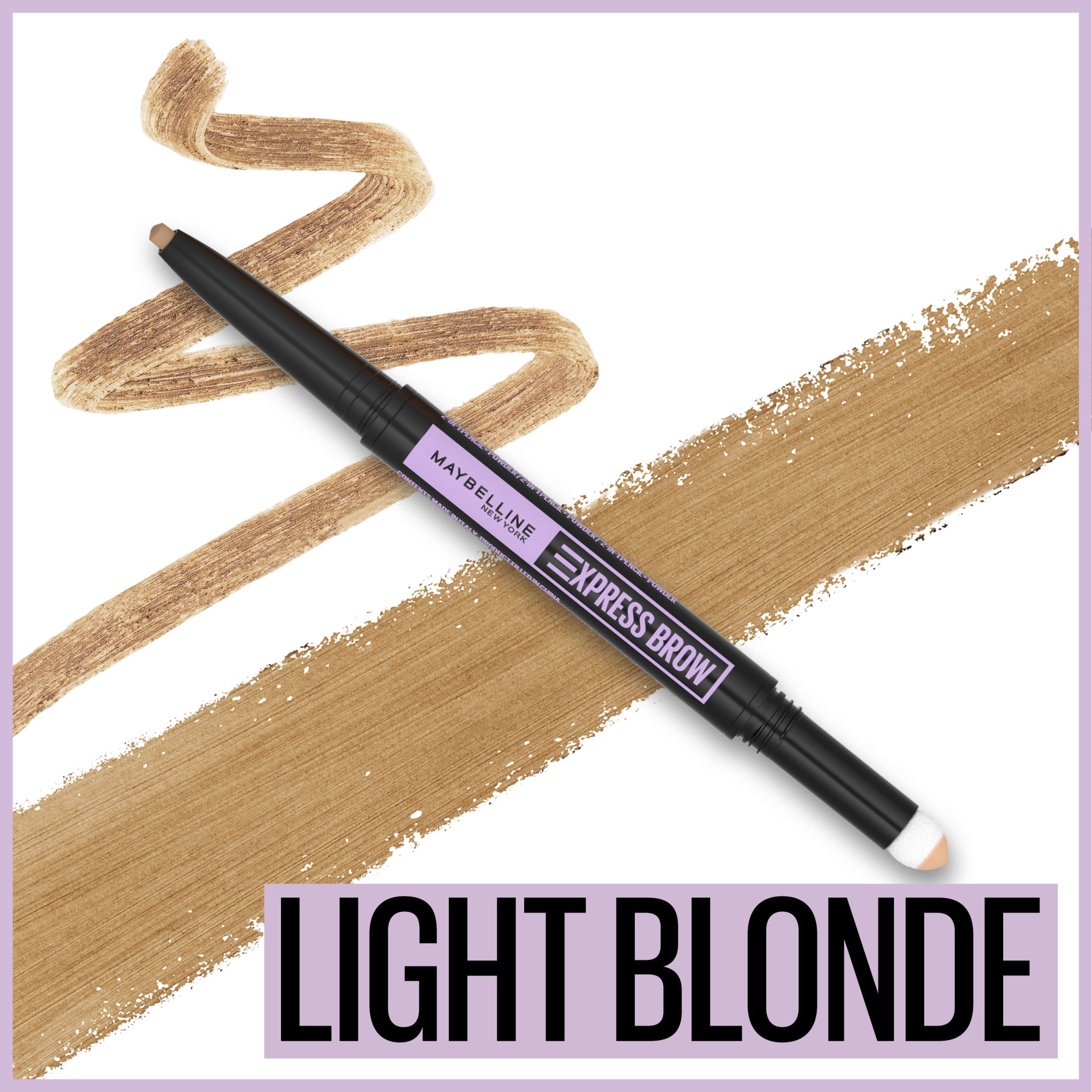 (4 pack) Maybelline Express Brow 2-In-1 Pencil and Powder Eyebrow Makeup, Light Blonde