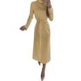 thumbnail image 2 of Gvmfive Women's Juniors Stand Collar Long Sleeve Belted Solid Casual Midi Dress, 2 of 5