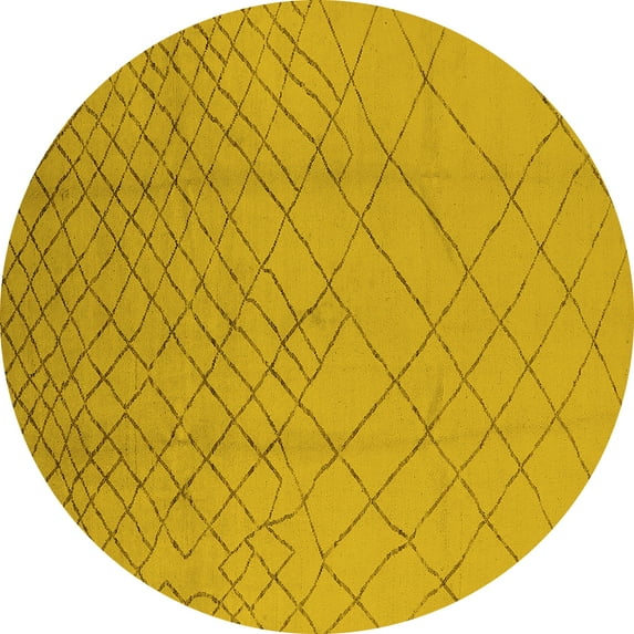 Ahgly Company Indoor Round Solid Yellow Modern Area Rugs, 5' Round