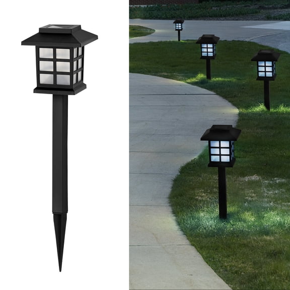 12 Pack Solar Pathway Lights, Retro Black LED Landscape Lights, Auto On/Off Waterproof Outdoor Lights for Garden, Yard, Walkway