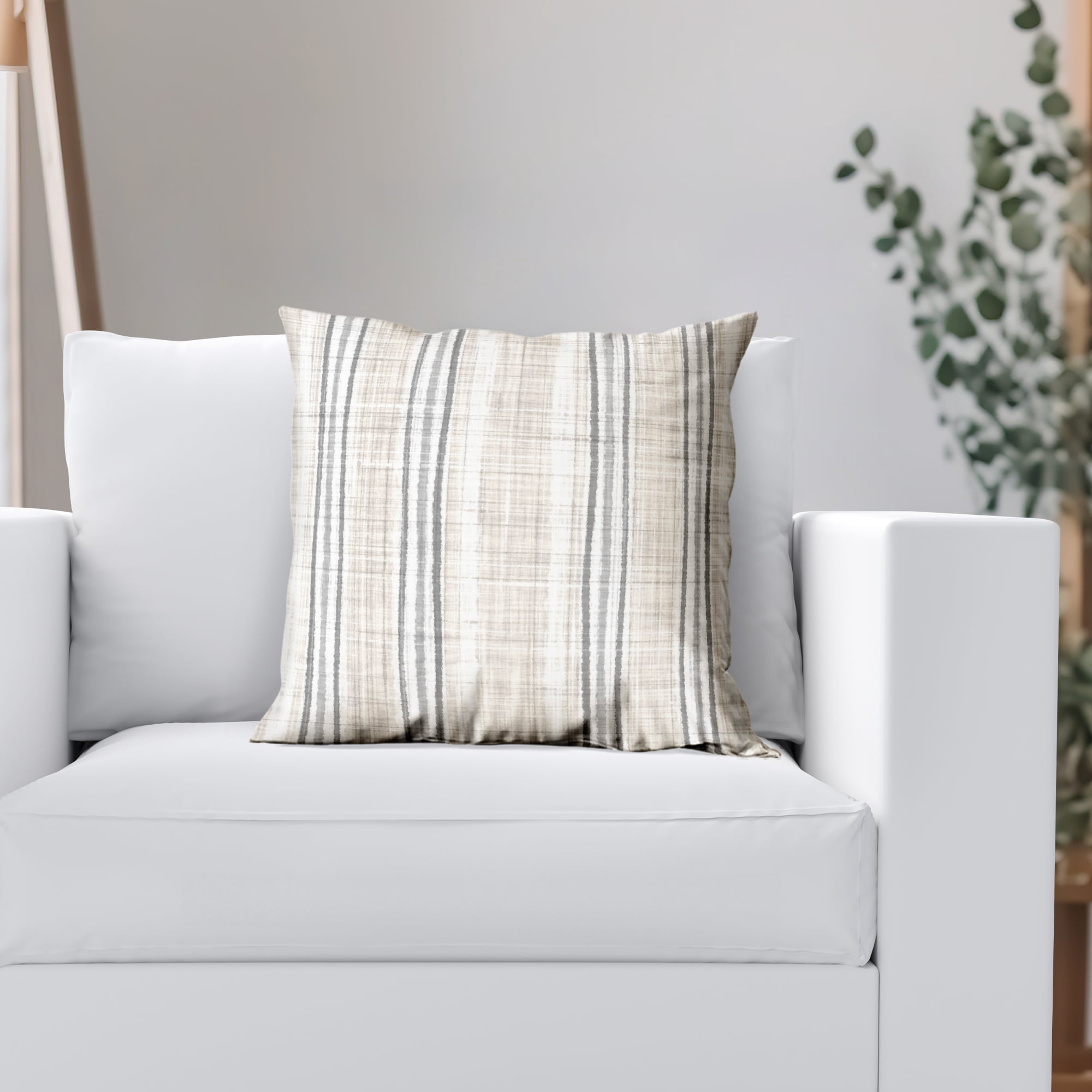 Americanflat 18"x18" Striped Pattern Throw Pillow with Premium Polyester - Cream