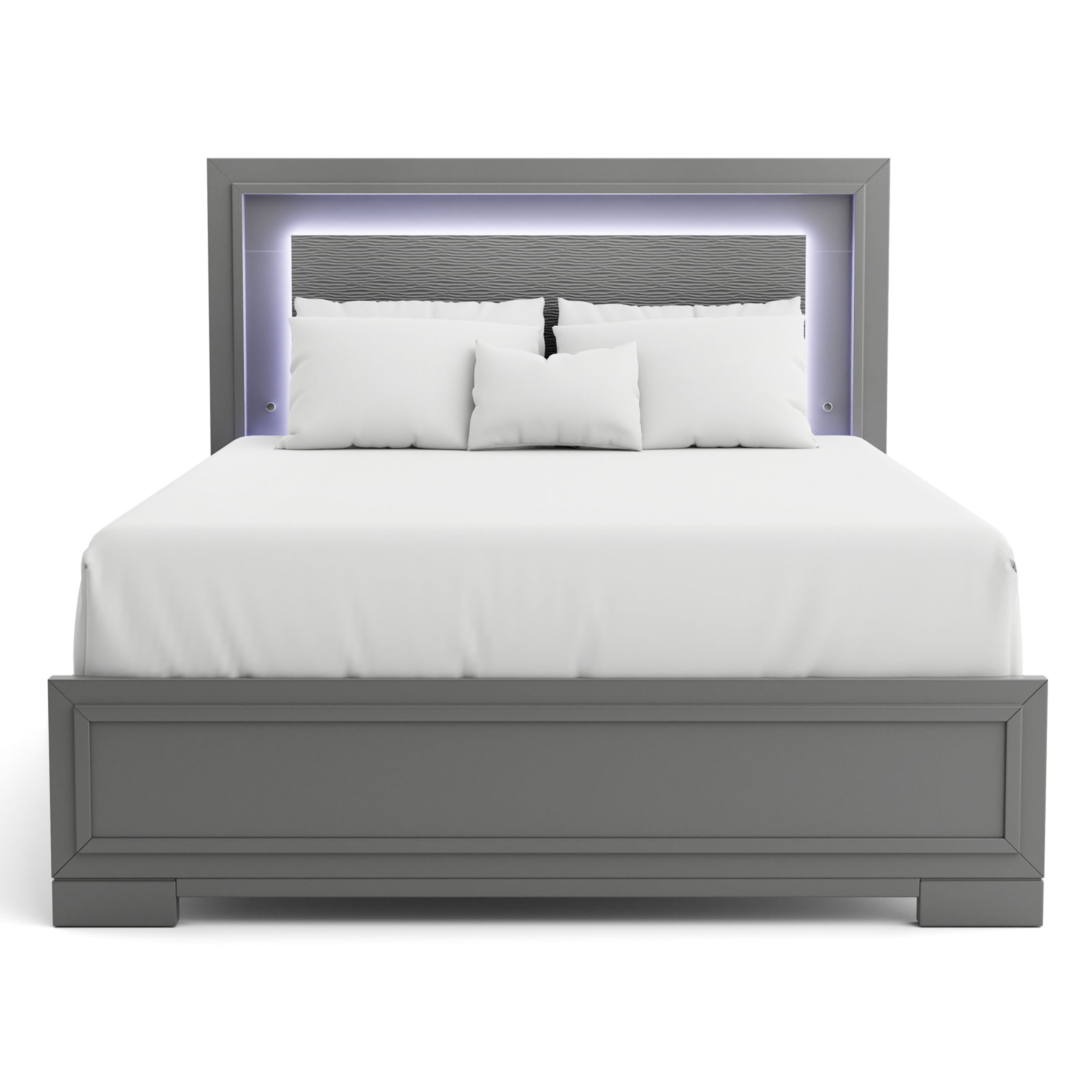 Furniture of America Willow Wood Bed with LED, Gray, King
