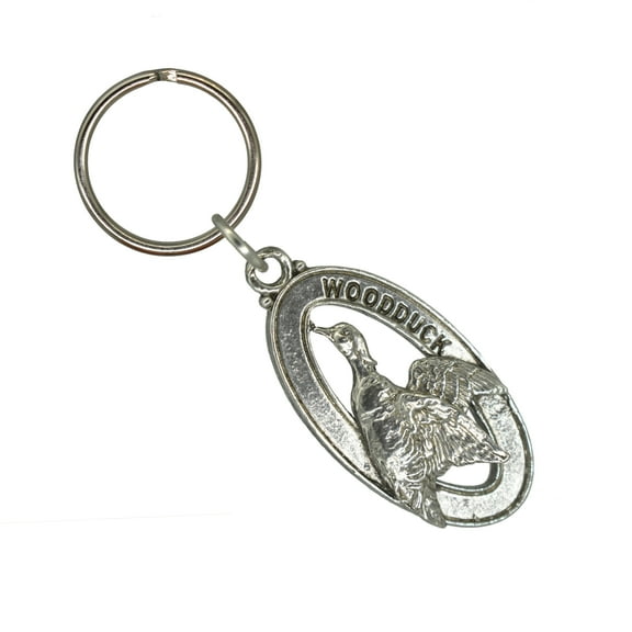 Wood Duck Keychain, B008KC, 2 Inches, Waterfowl, Bird, Ornithology, Gift, Metal, Engraved, Key Fob, Key Ring, Keys, Zipper Pull, Luggage Tag, Pewter, Backpack, Nature, Made in USA