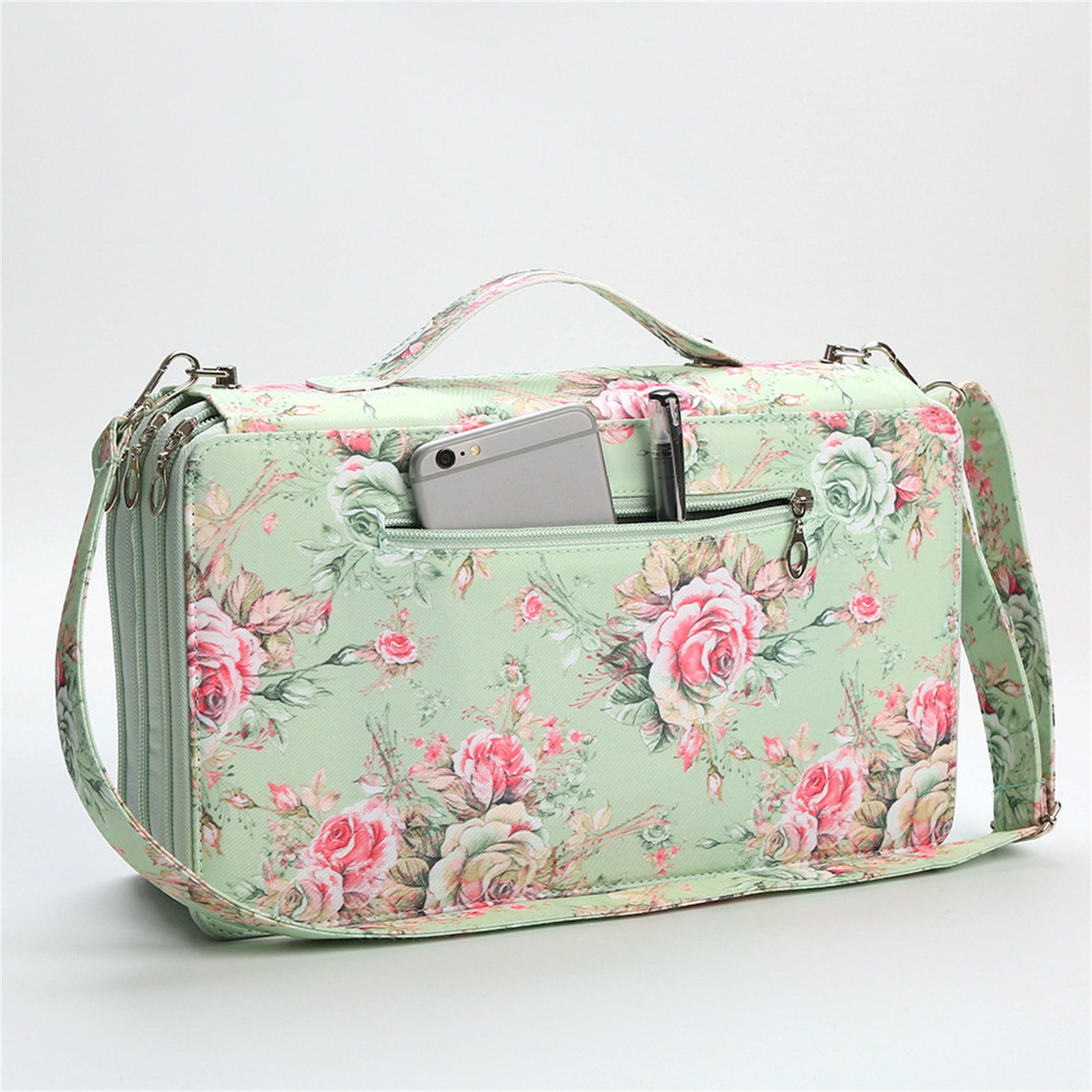 High Capacity Leather Marker Bag 120 Slot Marker Organizers Carrying Case Zippered Storage Bag For Artists And Student