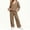 Brown, variant on BXJX Girls Knit Outfit Sets Size 10-12 T, V Neck Button Down Long Sleeve 2 PC Cardigans & Wide Leg Pants Sets Purple