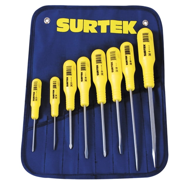 Juego De 8 Destornilladores SURTEK D400B Amarillos Combinado