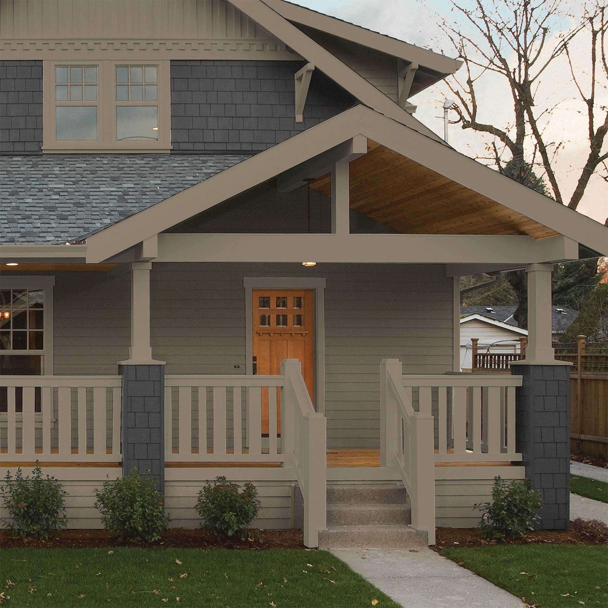 Glidden One Coat Patches / Gray Semi-Gloss Exterior Paint with Primer, 1 Gallon