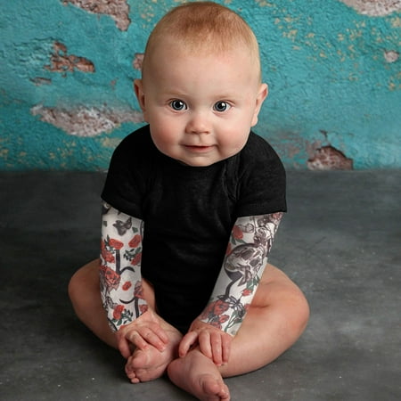 

Augper Baby Girl Clothes Long Sleeve Fall Winter Clearance Newborn Infant Baby Boy Tattoo Printed Long Sleeve Patchwork Romper Bodysuit Black
