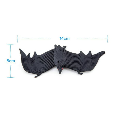 5Pcs Halloween Horror Props Rubber Simulated Black Bats Pendant Wall Hanging Bats Holiday Party Decoration