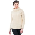 thumbnail image 5 of SAOL 100% Merino Wool Women's Aran Oversized Cable Knit Fisherman Sweater High Neck Irish Pullover Made in Ireland, 5 of 7