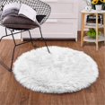 thumbnail image 1 of LAICAIW White Round Rug 4ft Small Circle Rug for Living Room Faux Fur Rug Washable Shag Rug for Bedroom Fluffy Plush Kids Rug Playroom Rug Home Decor, 1 of 7
