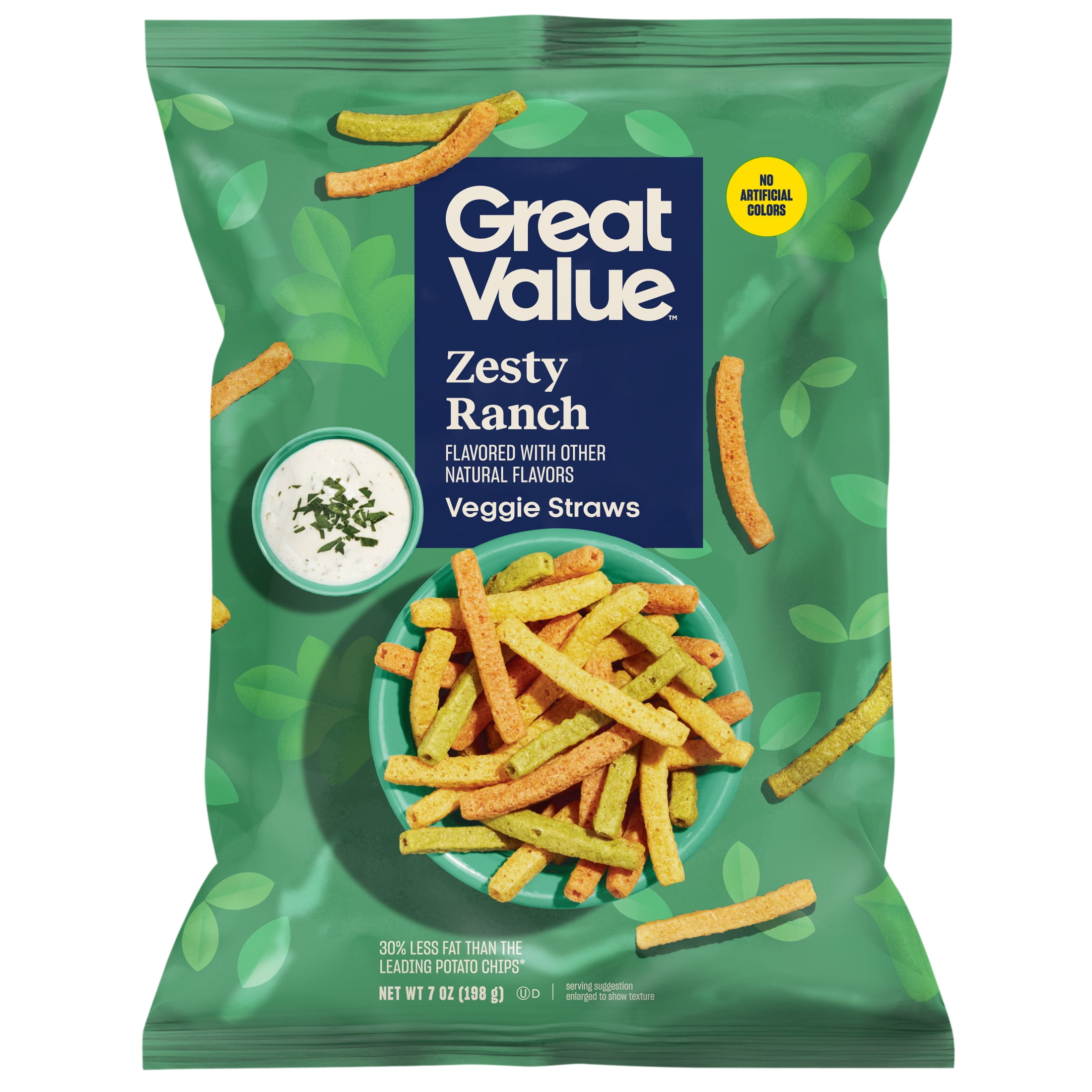 (4 pack) Great Value Zesty Ranch Flavored Veggie Straws, 7 oz