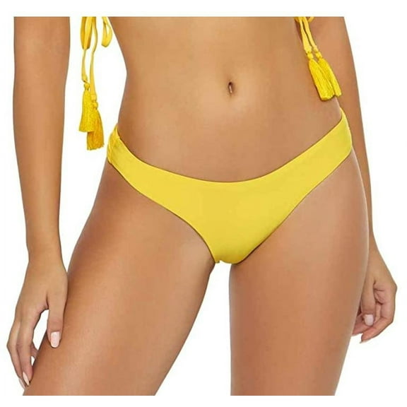 PilyQ Women's Marigold Solids Brazilian Bikini Bottom, Large