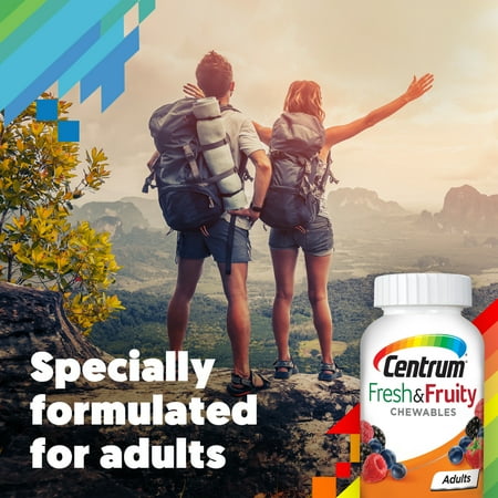 Centrum Fresh and Fruity Chewable Multivitamin for Adults, Mixed Berry, 90 Ct