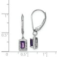 thumbnail image 3 of Primal Silver Sterling Silver Rhodium-plated Amethyst Diamond Earrings, 3 of 4
