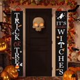 thumbnail image 1 of Decoraciones de Halloween para exteriores de Luxtrada, letreros de bienvenida para puerta de entrada de Halloween, pancarta de truco o trato de Halloween, letrero colgante para porche de Halloween,, 1 of 5