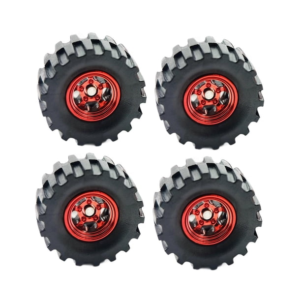 4 piezas 1/64 Modelo de ruedas de automóviles de automóvil para 1:64 Vehículos fundidos de la idea de regalo Simulación en miniatura para niños adultos modificado rojo