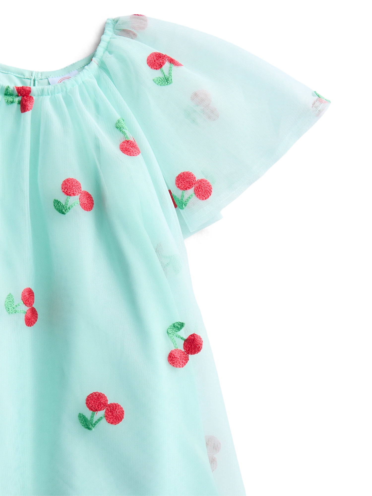 Wonder Nation Toddler Girls Cherry Print Dress with Short Sleeves, Sizes 12M-5T