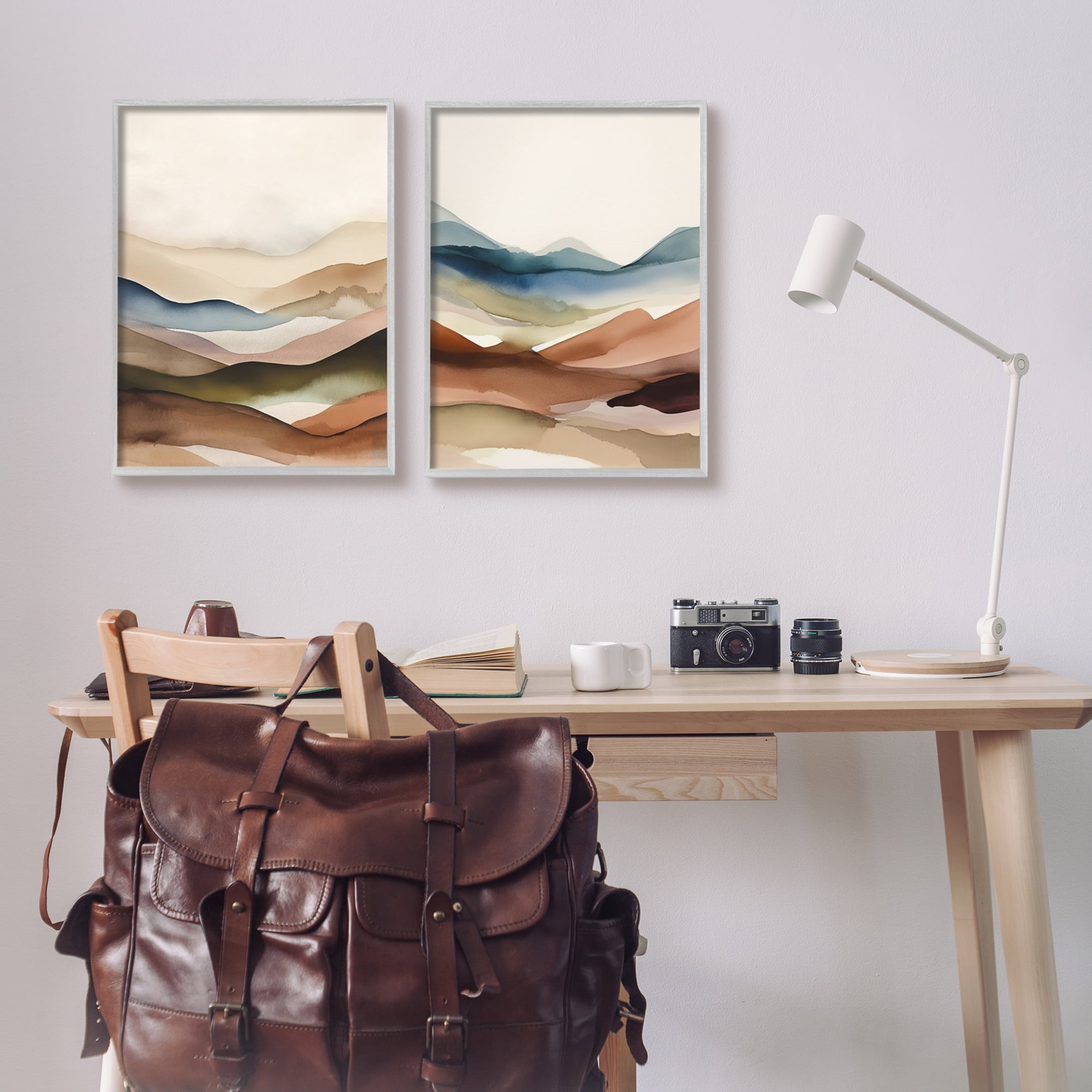 Stupell Industries Abstract Desert Dunes Landscape Painting Gray Framed Art Print Wall Art, 16 x 20