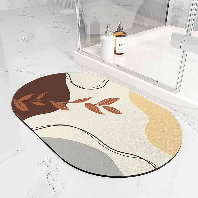 TRUEDAYS Boho Absorbent Bath Mat with Non Slip Backing - Mid Century Modern  Washable Bathroom Rugs - Minimalist