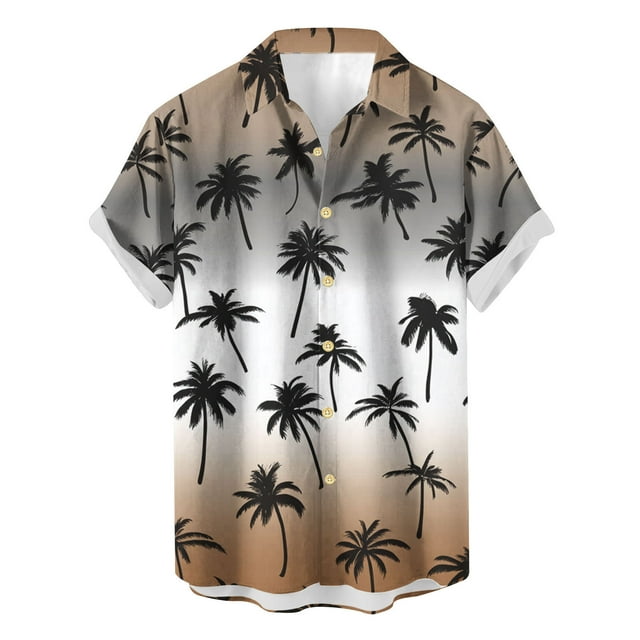 Weiqiqre Mens T-shirts Loose Fit, Floral Print Tropical Button Down Shirts