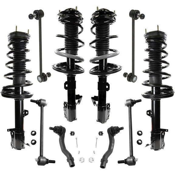 Detroit Axle - AWD Front and Rear Struts & Coil Spring Sway Bar Links Outer Tie Rods Replacement for 2001-2003 Toyota Highlander - 10pc Set