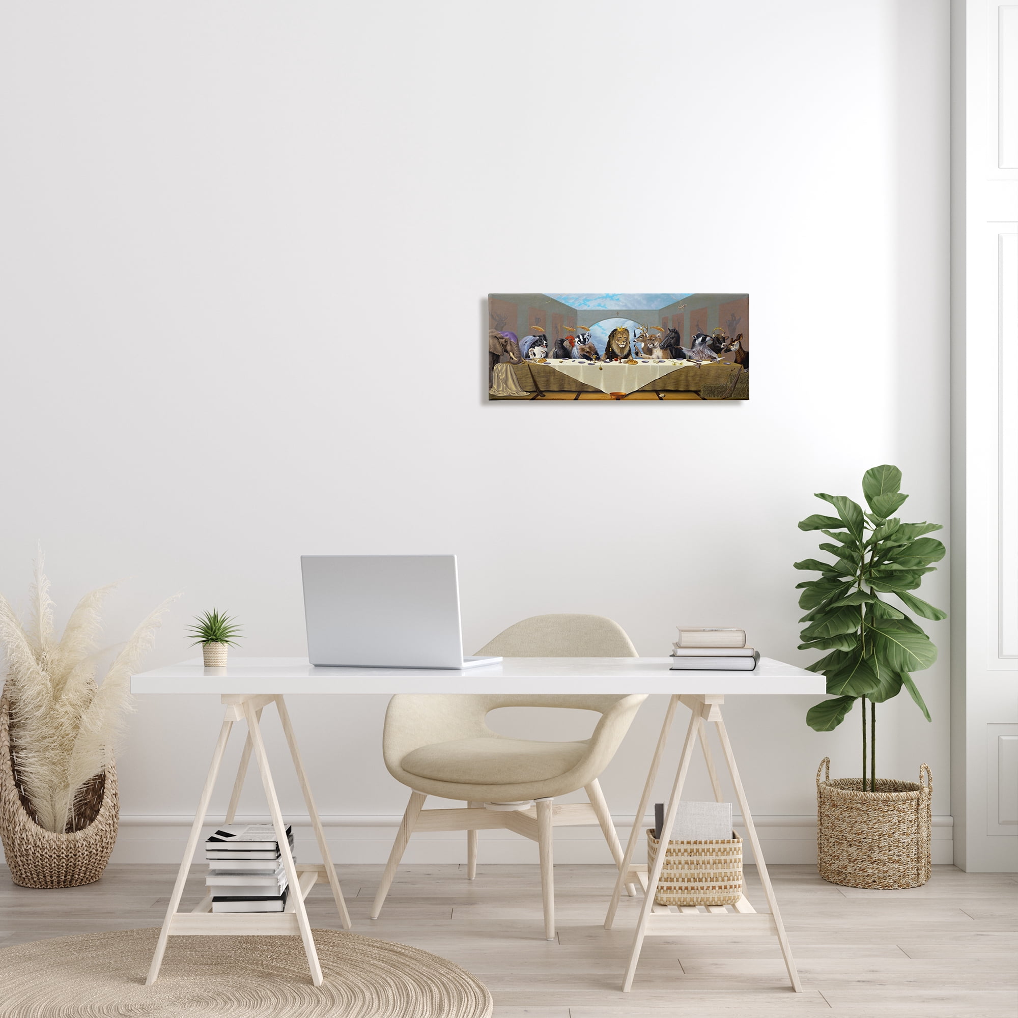 Stupell Industries Last Supper Safari Animal Version King Lion Animals & Insects Painting Gallery Wrapped Canvas Print Wall Art, 10 x 24