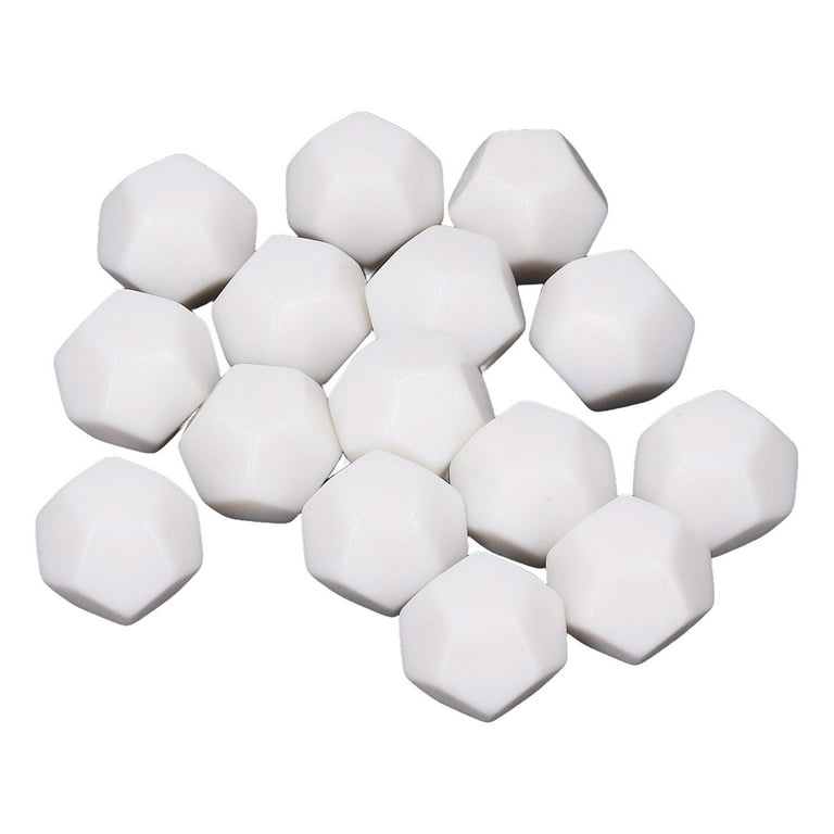 12-Sided Blank Dice Teaching Plastic Game Engraving White Waterproof  Antioxidation Polyhedral DIY Writing 30 Pieces Education