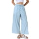 thumbnail image 1 of Pantalones de rayas casuales INSPIRE CHIC para mujer, de pierna ancha, con cintura elástica y cordón, pantalones palazzo de lounge XS azul claro, 1 of 6