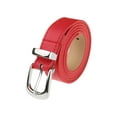 thumbnail image 1 of Cinturón de cuero sintético para mujeres con hebilla dorada/plata, cinturones casuales de 0.9" de ancho para jeans, pantalones y vestidos 42.1x0.9" (LxA) hebilla plateada-roja, 1 of 6