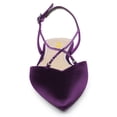 thumbnail image 4 of FSJ Women Closed Pointed Toe Rhinestone Strappy Slingback Flats Adjustable Buckle Sandals Comfortable Dress Shoes Size 8 Purple, 4 of 5