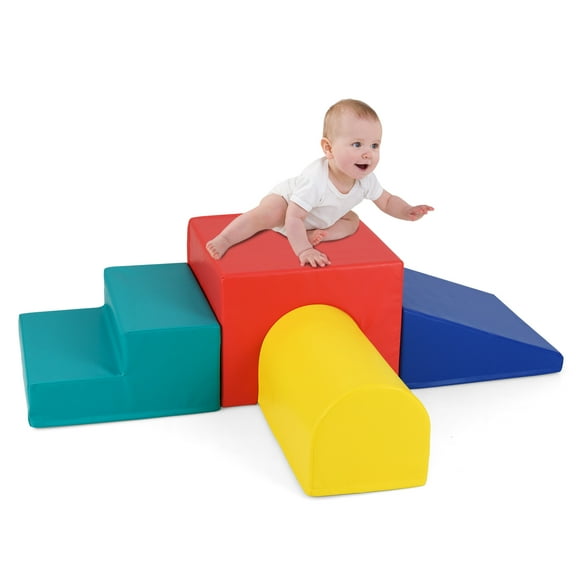 Gymax Kids Climb & Crawl Activity Playset Blocks w/ Waterproof PU Cover EPE Foam Multi-color