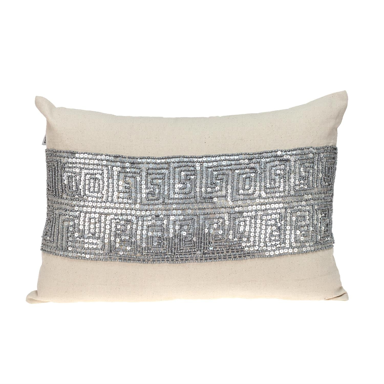 Beige and Gold Lattice Velvet Throw Pillow - Walmart.com