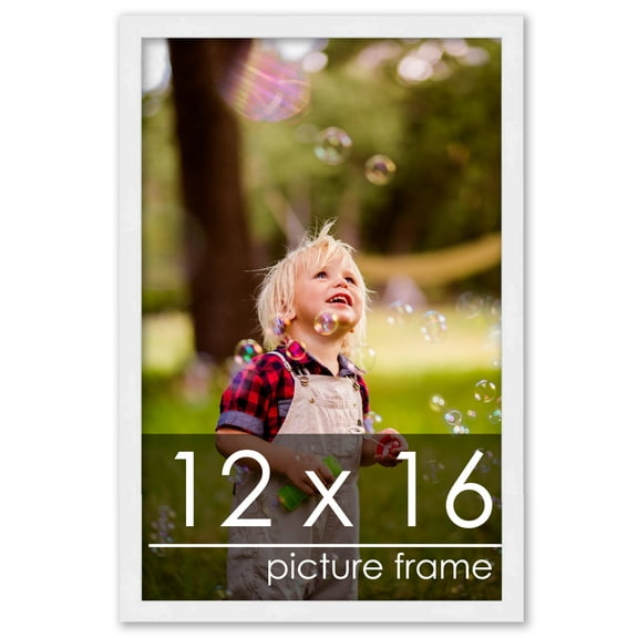 12x16 Frame White Wood Picture Frame - UV Acrylic, Foam Board Backing, & Hanging Hardware Included!