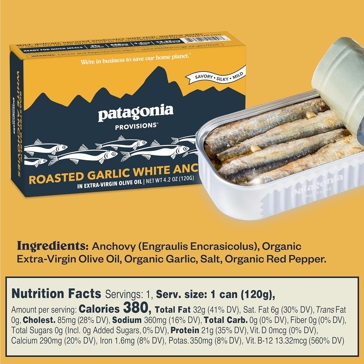 (Pack Of 10) Patagonia Provisions Anchovies Spanish Roasted Garlic 4.2 Oz
