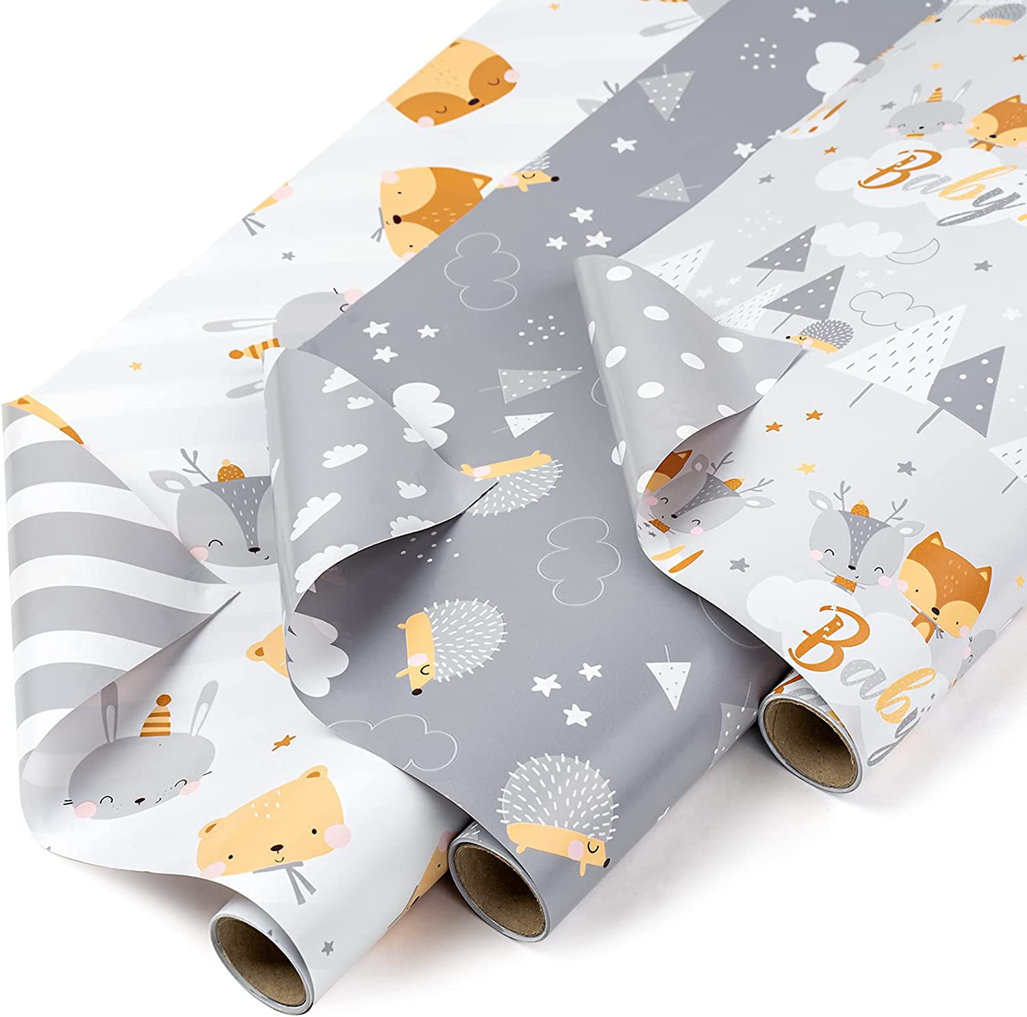 WRAPAHOLIC Reversible Baby Shower Wrapping Paper Roll Mini Roll 3