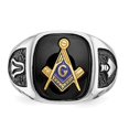 thumbnail image 4 of 14K White Gold Ring Band Themed Men's Masonic, Size 8, 4 of 5